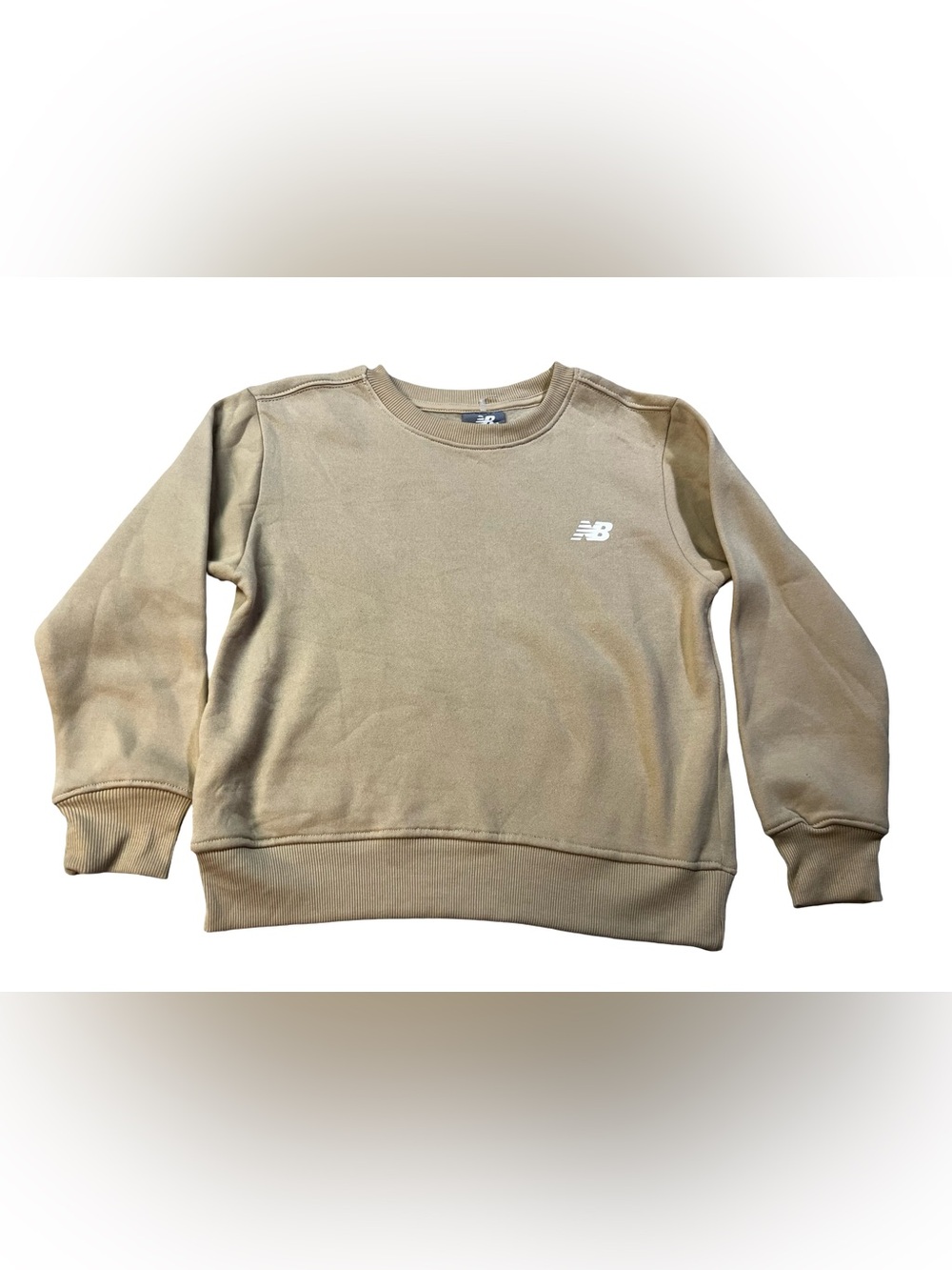 New Balance Kids Size 8 Tan khaki beige Crewneck Sweatshirt long sleeve